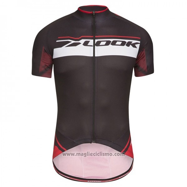 2017 Abbigliamento Ciclismo Look Pro Equipo Nero e Rosso Manica Corta e Salopette