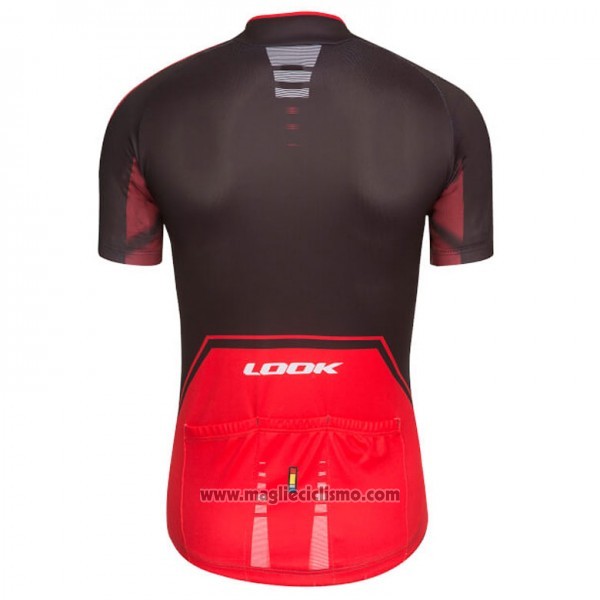 2017 Abbigliamento Ciclismo Look Pro Equipo Nero e Rosso Manica Corta e Salopette