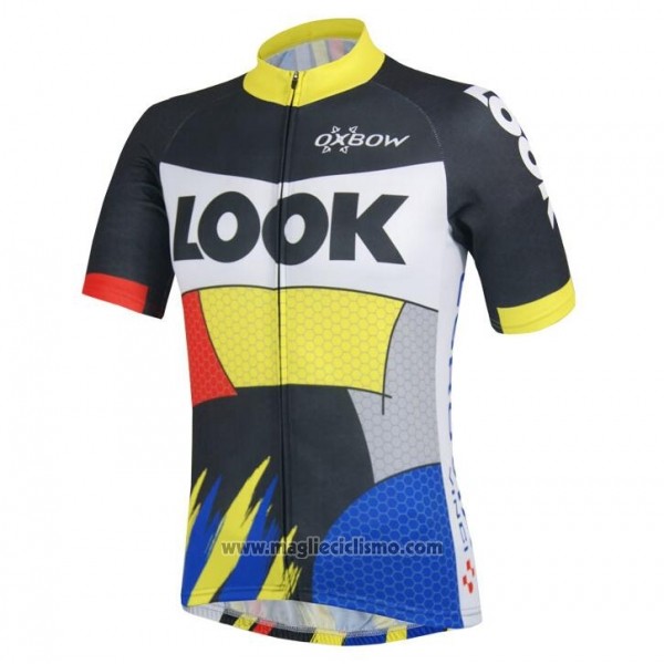 2018 Abbigliamento Ciclismo Look Nero Giallo Blu Manica Corta e Salopette
