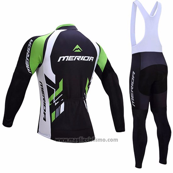 2017 Abbigliamento Ciclismo Merida Nero e Bianco Manica Lunga e Salopette