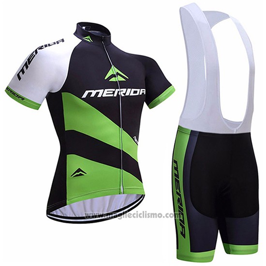 2017 Abbigliamento Ciclismo Merida Nero e Verde Manica Corta e Salopette