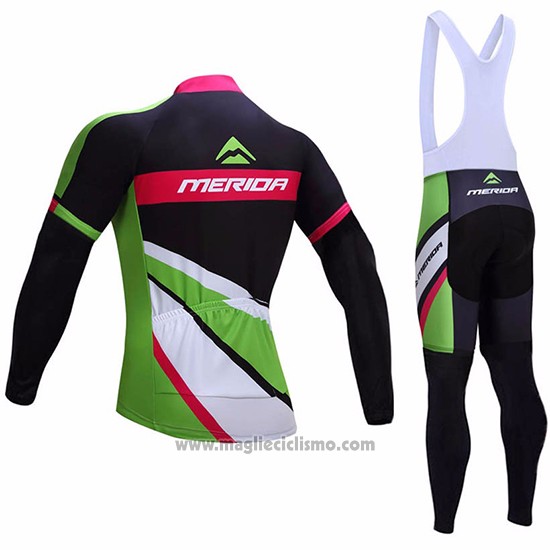 2017 Abbigliamento Ciclismo Merida Rosso e Bianco Manica Lunga e Salopette