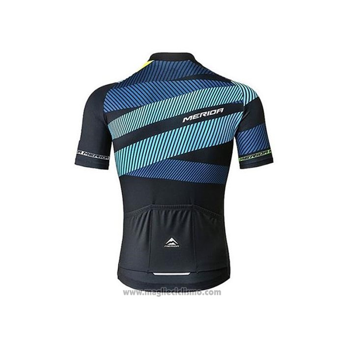 2020 Abbigliamento Ciclismo Merida Nero Blu Manica Corta e Salopette