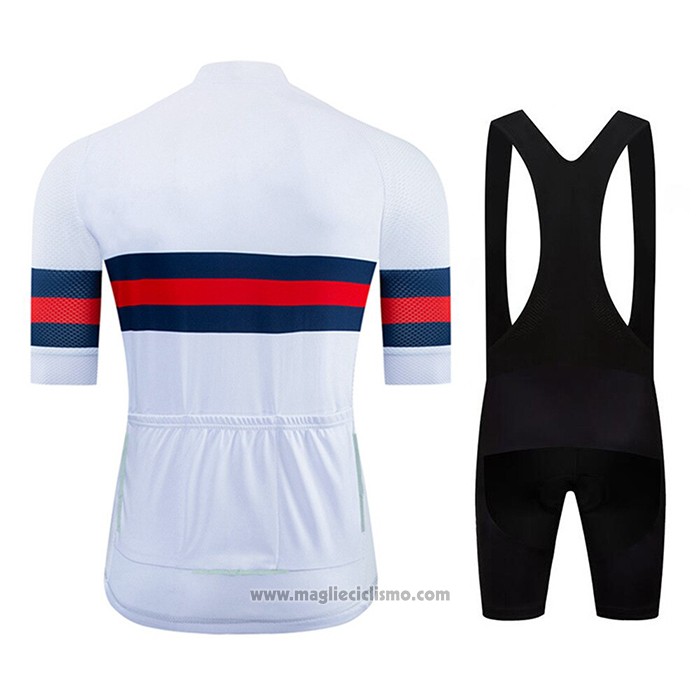 2020 Abbigliamento Ciclismo NDLSS Bianco Manica Corta e Salopette