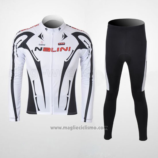 2010 Abbigliamento Ciclismo Nalini Nero e Bianco Manica Lunga e Salopette