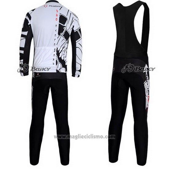 2012 Abbigliamento Ciclismo Nalini Nero e Bianco Manica Lunga e Salopette