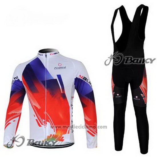 2012 Abbigliamento Ciclismo Nalini Rosso e Bianco Manica Lunga e Salopette