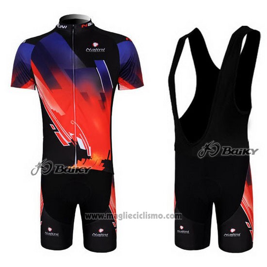 2012 Abbigliamento Ciclismo Nalini Rosso e Nero Manica Corta e Salopette