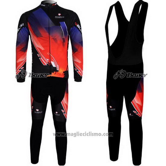 2012 Abbigliamento Ciclismo Nalini Rosso e Nero Manica Lunga e Salopette