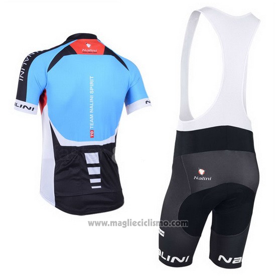 2013 Abbigliamento Ciclismo Nalini Nero e Celeste Manica Corta e Salopette