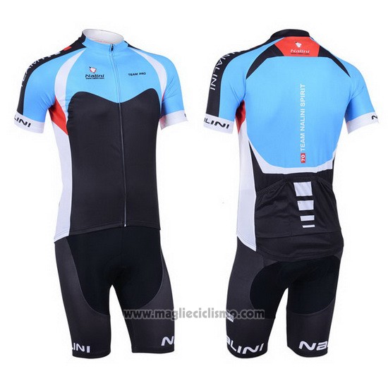 2013 Abbigliamento Ciclismo Nalini Nero e Celeste Manica Corta e Salopette