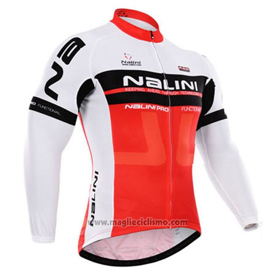 2015 Abbigliamento Ciclismo Nalini Rosso e Bianco Manica Lunga e Salopette