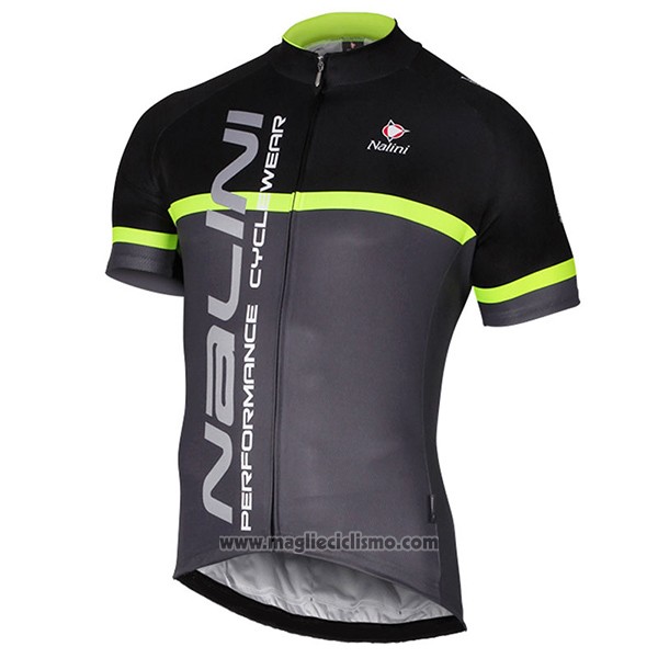 2017 Abbigliamento Ciclismo Nalini Brivio Nero e Grigio Manica Corta e Salopette