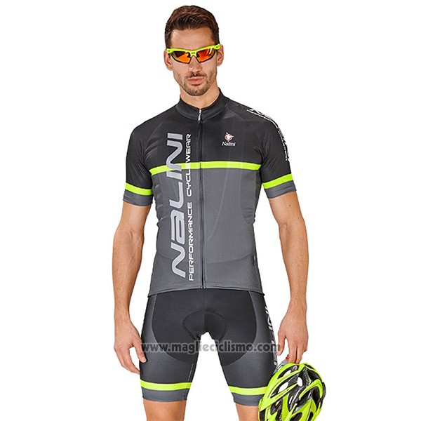 2017 Abbigliamento Ciclismo Nalini Brivio Nero e Grigio Manica Corta e Salopette