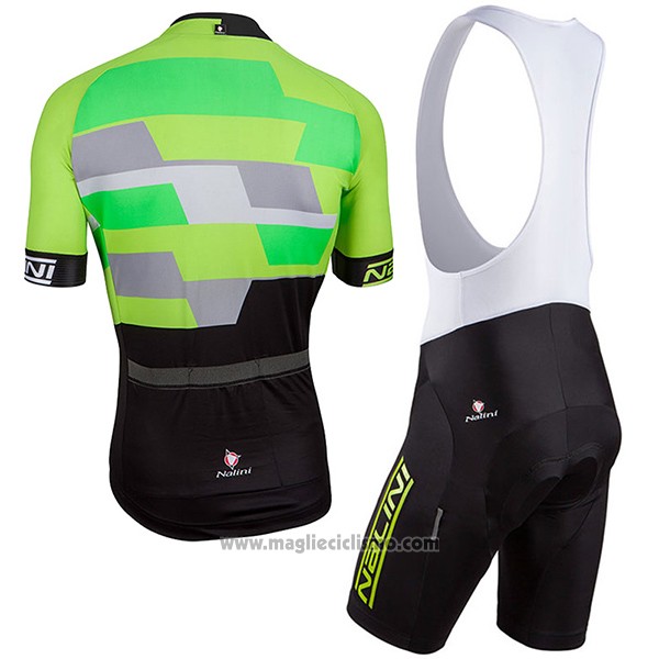 2017 Abbigliamento Ciclismo Nalini Cervino Verde e Nero Manica Corta e Salopette