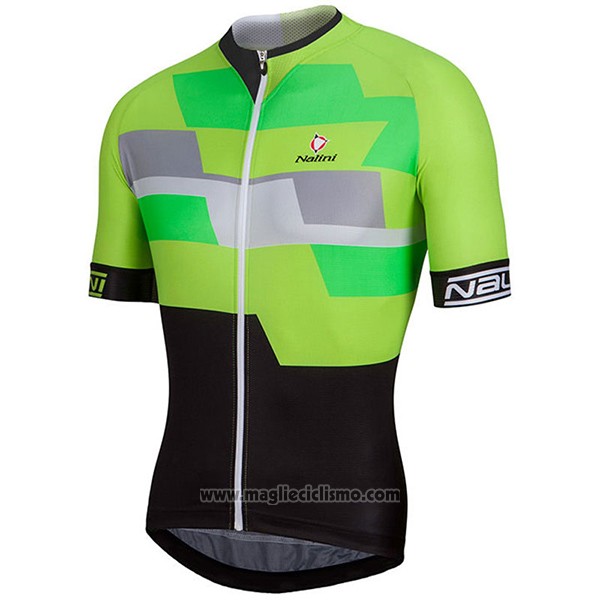 2017 Abbigliamento Ciclismo Nalini Cervino Verde e Nero Manica Corta e Salopette