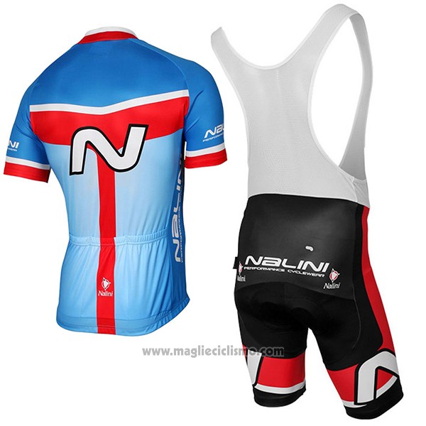 2017 Abbigliamento Ciclismo Nalini Navision Celeste Manica Corta e Salopette