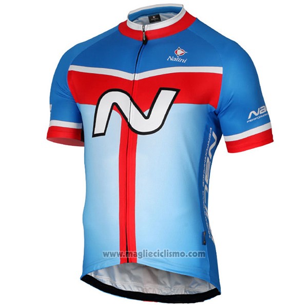 2017 Abbigliamento Ciclismo Nalini Navision Celeste Manica Corta e Salopette