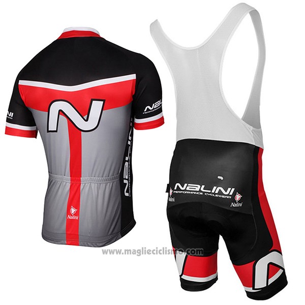 2017 Abbigliamento Ciclismo Nalini Navision Nero e Grigio Manica Corta e Salopette