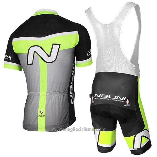 2017 Abbigliamento Ciclismo Nalini Navision Verde e Grigio Manica Corta e Salopette