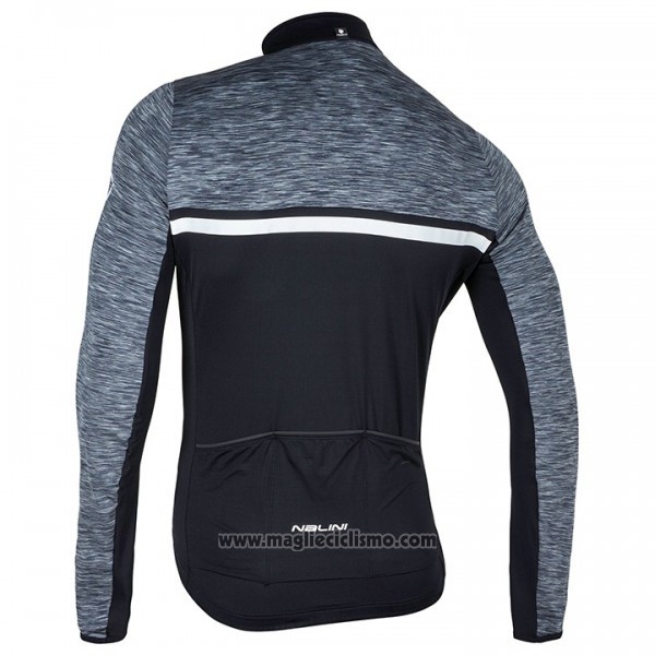 2017 Abbigliamento Ciclismo Nalini Nero e Grigio Manica Lunga e Salopette