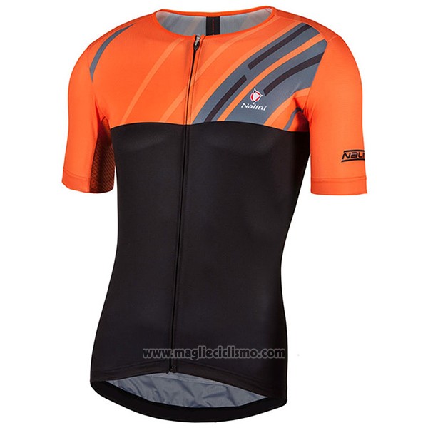 2017 Abbigliamento Ciclismo Nalini Roma Nero e Arancione Manica Corta e Salopette