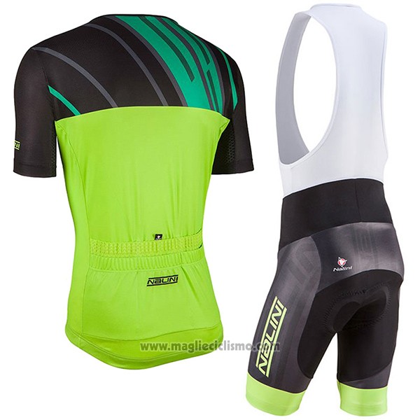 2017 Abbigliamento Ciclismo Nalini Roma Nero e Verde Manica Corta e Salopette