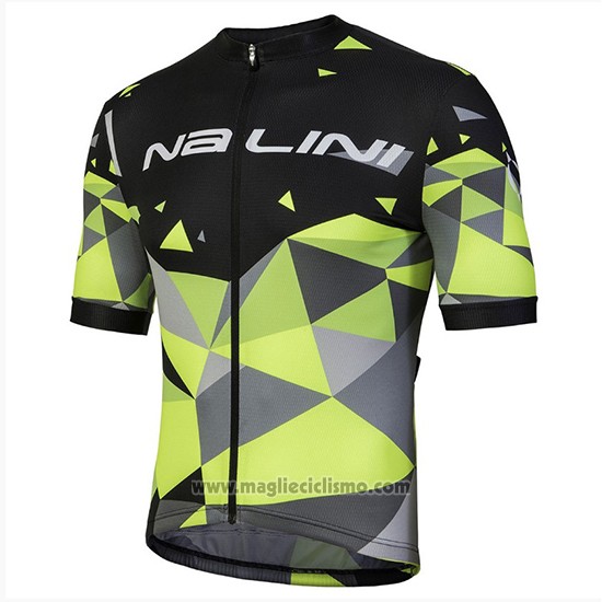 2018 Abbigliamento Ciclismo Nalini Ahs Discesa Nero e Verde Manica Corta e Salopette
