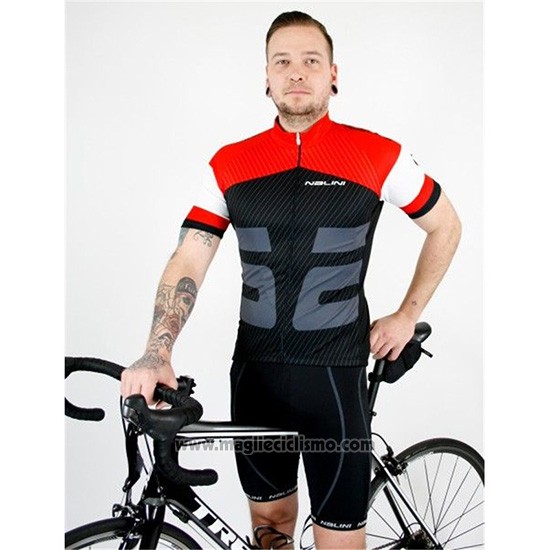 2019 Abbigliamento Ciclismo Nalini Rosso Nero Manica Corta e Salopette