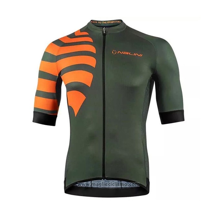 2021 Abbigliamento Ciclismo Nalini Verde Arancione Manica Corta e Salopette