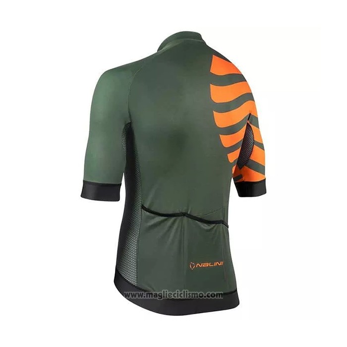 2021 Abbigliamento Ciclismo Nalini Verde Arancione Manica Corta e Salopette