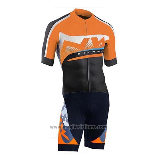 2019 Abbigliamento Ciclismo Northwave Arancione Argentato Nero Manica Corta e Salopette