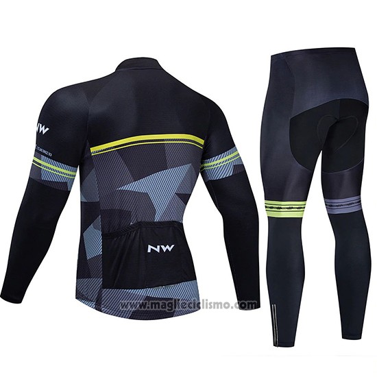 2019 Abbigliamento Ciclismo Northwave Nero Grigio Manica Lunga e Salopette