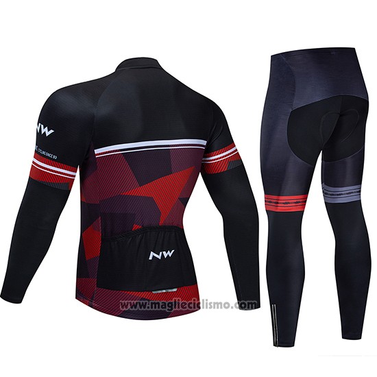 2019 Abbigliamento Ciclismo Northwave Nero Rosso Bianco Manica Lunga e Salopette