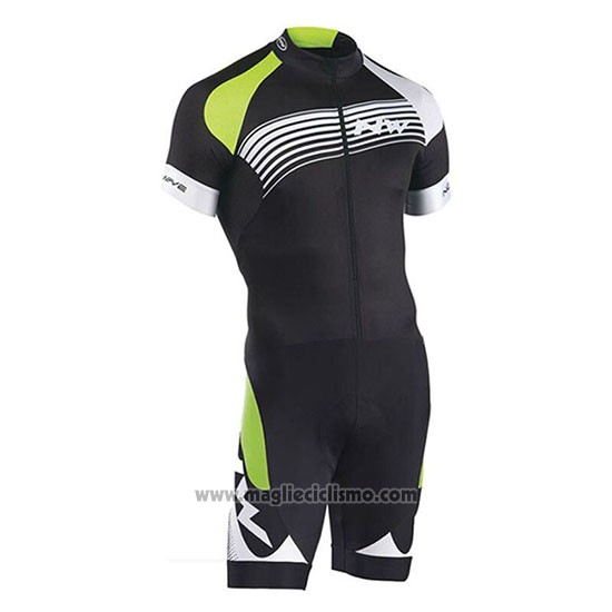 2019 Abbigliamento Ciclismo Northwave Nero Verde Argentato Manica Corta e Salopette
