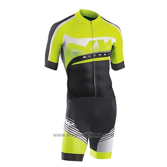 2019 Abbigliamento Ciclismo Northwave Verde Argentato Nero Manica Corta e Salopette