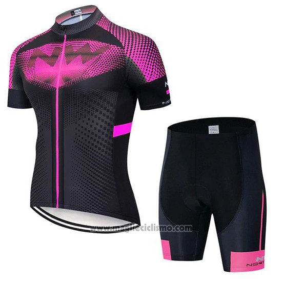 2020 Abbigliamento Ciclismo Northwave Fuxia Nero Manica Corta e Salopette