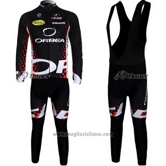2013 Abbigliamento Ciclismo Orbea Nero e Rosso Manica Lunga e Salopette