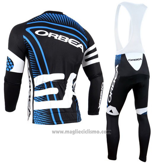 2014 Abbigliamento Ciclismo Orbea Nero e Blu Manica Lunga e Salopette