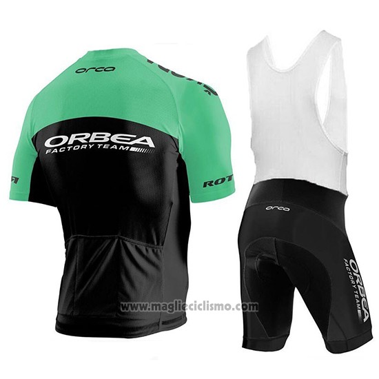 2018 Abbigliamento Ciclismo Orbea Factory Nero Verde Manica Corta e Salopette
