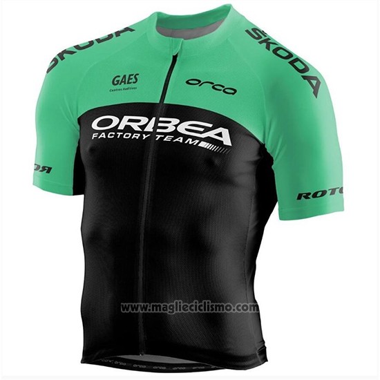 2018 Abbigliamento Ciclismo Orbea Factory Nero Verde Manica Corta e Salopette