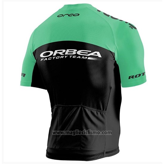 2018 Abbigliamento Ciclismo Orbea Factory Nero Verde Manica Corta e Salopette