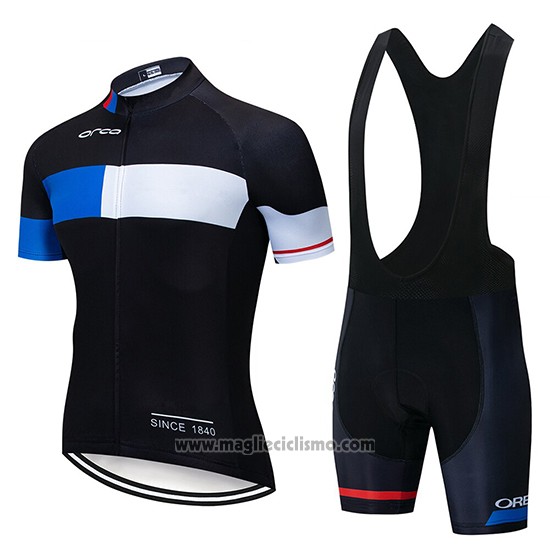 2019 Abbigliamento Ciclismo Orbea Nero Blu Bianco Manica Corta e Salopette