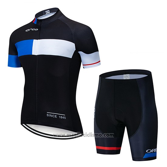 2019 Abbigliamento Ciclismo Orbea Nero Blu Bianco Manica Corta e Salopette