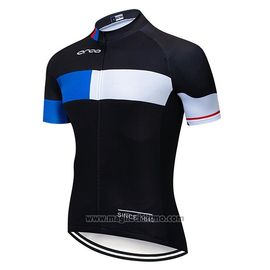 2019 Abbigliamento Ciclismo Orbea Nero Blu Bianco Manica Corta e Salopette