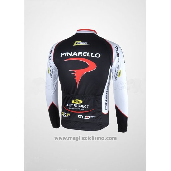 2010 Abbigliamento Ciclismo Pinarello Nero e Bianco Manica Lunga e Salopette