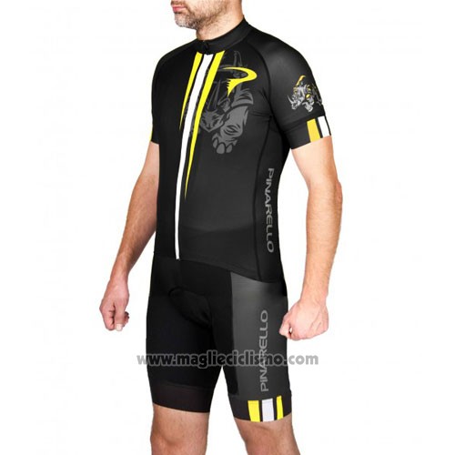 2016 Abbigliamento Ciclismo Pinarello Giallo e Nero Manica Corta e Salopette