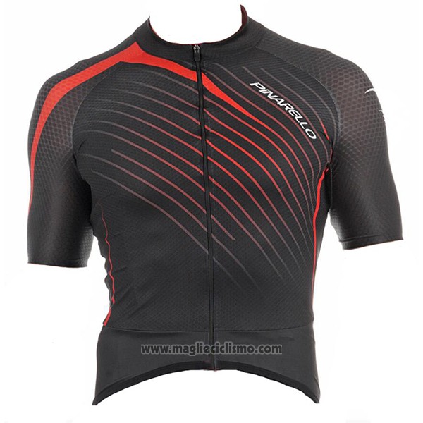 2017 Abbigliamento Ciclismo Pinarello Nero e Rosso Manica Corta e Salopette