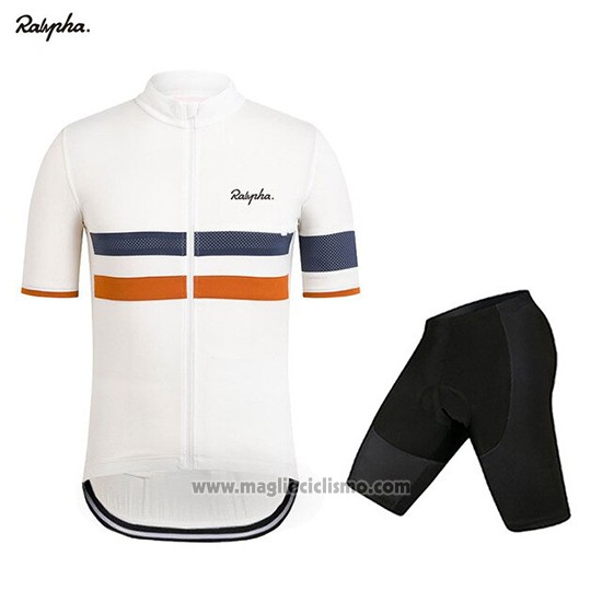 2019 Abbigliamento Ciclismo Rapha Bianco Arancione Manica Corta e Salopette