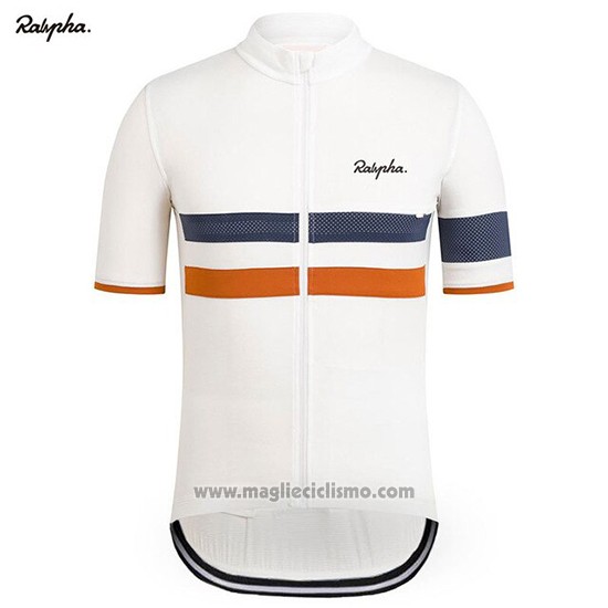 2019 Abbigliamento Ciclismo Rapha Bianco Arancione Manica Corta e Salopette